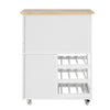 SoBuy FKW45-WN Desserte Étroite sur Roulettes, Plan de Travail en Bois d'Hévéa, 1 Tiroir, Porte-Bouteilles, Chariot de Service Gain de Place – 67x38x86cm, Blanc et Naturel