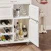 SoBuy FKW45-WN Desserte Étroite sur Roulettes, Plan de Travail en Bois d'Hévéa, 1 Tiroir, Porte-Bouteilles, Chariot de Service Gain de Place – 67x38x86cm, Blanc et Naturel