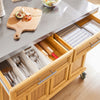 SoBuy FKW69-N Desserte de Cuisine à Roulettes avec Plan Extensible INOX 46→71cm, 2 Tiroirs et Étagères Réglables, Charge 100 kg – 115x46x92 cm, Naturel