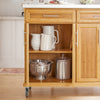 SoBuy FKW69-N Desserte de Cuisine à Roulettes avec Plan Extensible INOX 46→71cm, 2 Tiroirs et Étagères Réglables, Charge 100 kg – 115x46x92 cm, Naturel