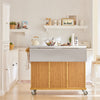 SoBuy FKW69-N Desserte de Cuisine à Roulettes avec Plan Extensible INOX 46→71cm, 2 Tiroirs et Étagères Réglables, Charge 100 kg – 115x46x92 cm, Naturel