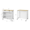 SoBuy FKW74-WN Desserte de Cuisine à Roulettes avec Plan de Travail, 2 Tiroirs et 2 Étagères, Meuble Micro-Ondes, Charge 60 kg – 100x60x94 cm, Blanc et Naturel