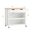 SoBuy FKW74-WN Desserte de Cuisine à Roulettes avec Plan de Travail, 2 Tiroirs et 2 Étagères, Meuble Micro-Ondes, Charge 60 kg – 100x60x94 cm, Blanc et Naturel