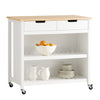 SoBuy FKW74-WN Desserte de Cuisine à Roulettes avec Plan de Travail, 2 Tiroirs et 2 Étagères, Meuble Micro-Ondes, Charge 60 kg – 100x60x94 cm, Blanc et Naturel
