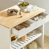 SoBuy FKW74-WN Desserte de Cuisine à Roulettes avec Plan de Travail, 2 Tiroirs et 2 Étagères, Meuble Micro-Ondes, Charge 60 kg – 100x60x94 cm, Blanc et Naturel