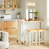 SoBuy FKW74-WN Desserte de Cuisine à Roulettes avec Plan de Travail, 2 Tiroirs et 2 Étagères, Meuble Micro-Ondes, Charge 60 kg – 100x60x94 cm, Blanc et Naturel