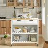 SoBuy FKW74-WN Desserte de Cuisine à Roulettes avec Plan de Travail, 2 Tiroirs et 2 Étagères, Meuble Micro-Ondes, Charge 60 kg – 100x60x94 cm, Blanc et Naturel