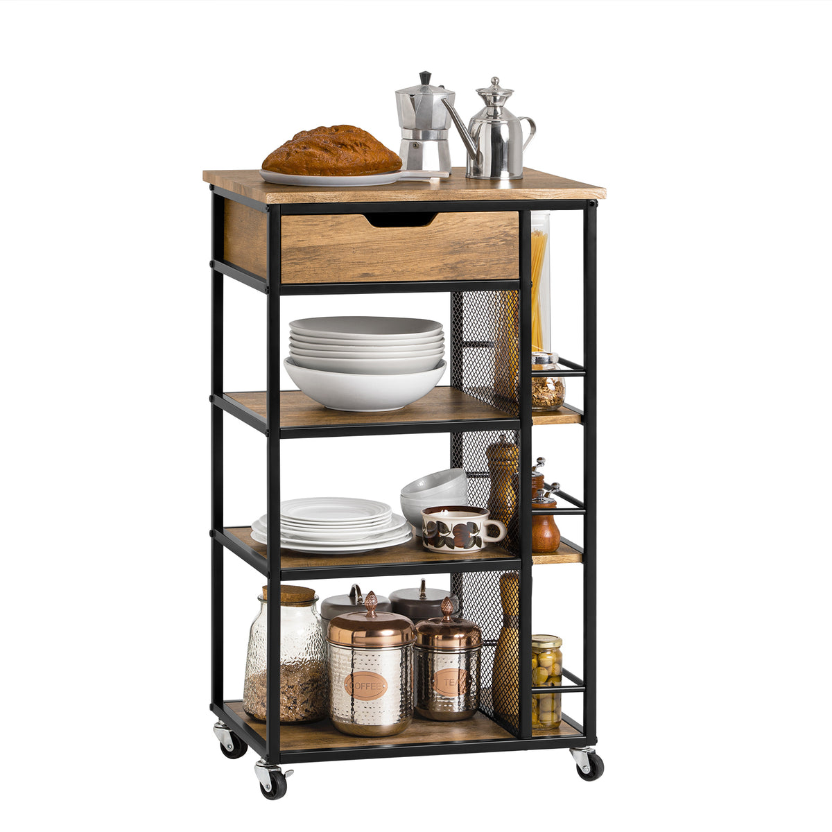 SoBuy FKW99-N Desserte de Cuisine Roulante Chariot de Service Meuble de Rangement à roulettes Multifonctionnel avec 1Tiroir,