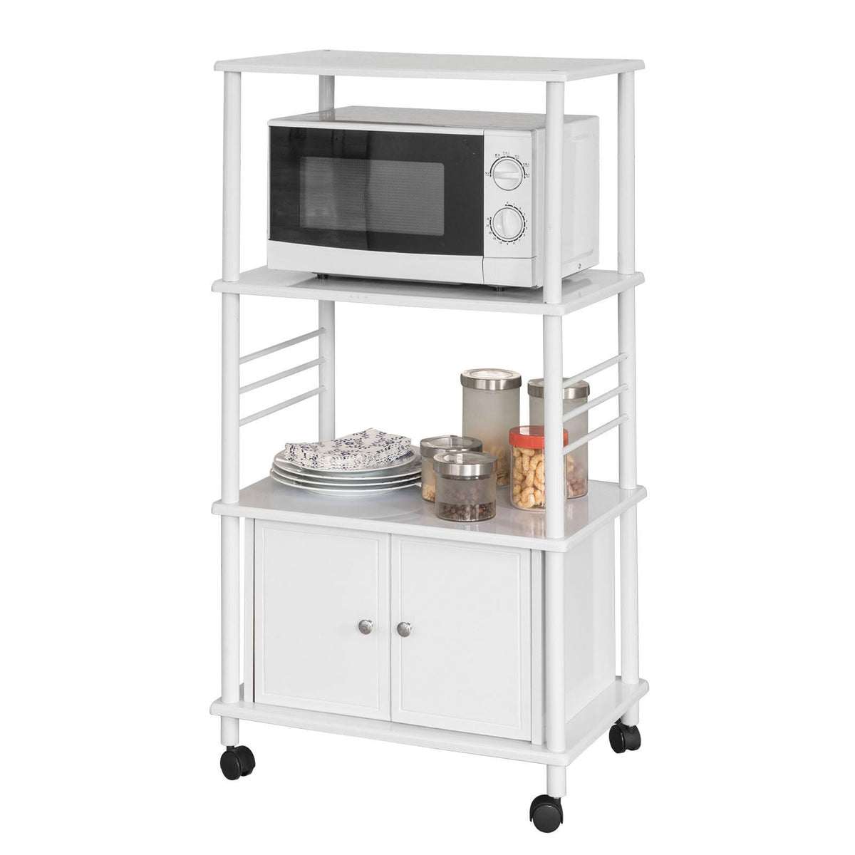 SoBuy FRG12-W Meuble rangement cuisine roulant en bois, Chariot de cuisine de service