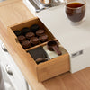 SoBuy FRG179-WN Boîte à thé en bois compartimentée – Tiroir de rangement capsules ou sachets de thé – Organisateur compact avec pieds antidérapants pour cuisine ou bureau 31×30×10cm