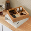SoBuy FRG179-WN Boîte à thé en bois compartimentée – Tiroir de rangement capsules ou sachets de thé – Organisateur compact avec pieds antidérapants pour cuisine ou bureau 31×30×10cm