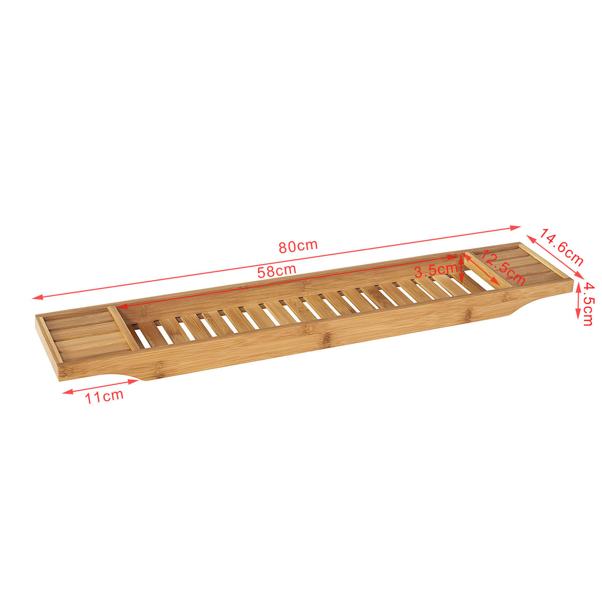 SoBuy FRG212-N Plateau de Baignoire Extra Long et Verni avec Support Verre à Vin et Bougie, Design Fonctionnel, Usage Quotidien, Pratique – Bambou, Naturel