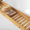 SoBuy FRG212-N Plateau de Baignoire en Bambou 80 cm – Pont de Baignoire en Bois – Extra Long & Vernis pour Grandes Baignoires, Support Verre de Vin & Emplacement Bougie