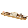 SoBuy FRG212-N Plateau de Baignoire en Bambou 80 cm – Pont de Baignoire en Bois – Extra Long & Vernis pour Grandes Baignoires, Support Verre de Vin & Emplacement Bougie