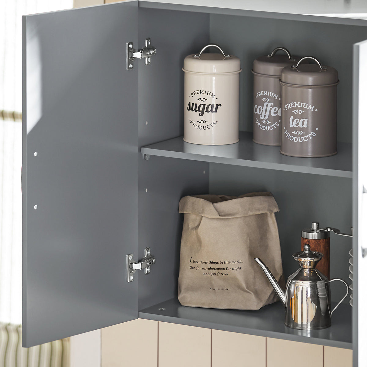 SoBuy FRG231-DG Meuble Haut Salle de Bain Suspendu Armoire Murale avec Étagère Réglable et Porte Rangement Mural Compact pour Salle de Bain, WC ou Cuisine Gris 60x30x60 cm