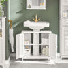 SoBuy FRG237-II-W Meuble sous-Lavabo, Meuble sous Vasque avec Étagères Ajustables, Meuble de Salle de Bain en MDF, pour Colonne lavabo, Rangement avec Portes Anti-humidité, Blanc, L60xP35xH58 cm