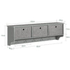SoBuy FRG282-HG Porte Manteau Mural avec 5 Crochets et 3 Paniers - Porte Manteau Mural Bois, Meuble Entrée avec Étagère - Penderie Suspendue pour Chambre, Salon, Salle de Bain - Gris 100x20x30cm