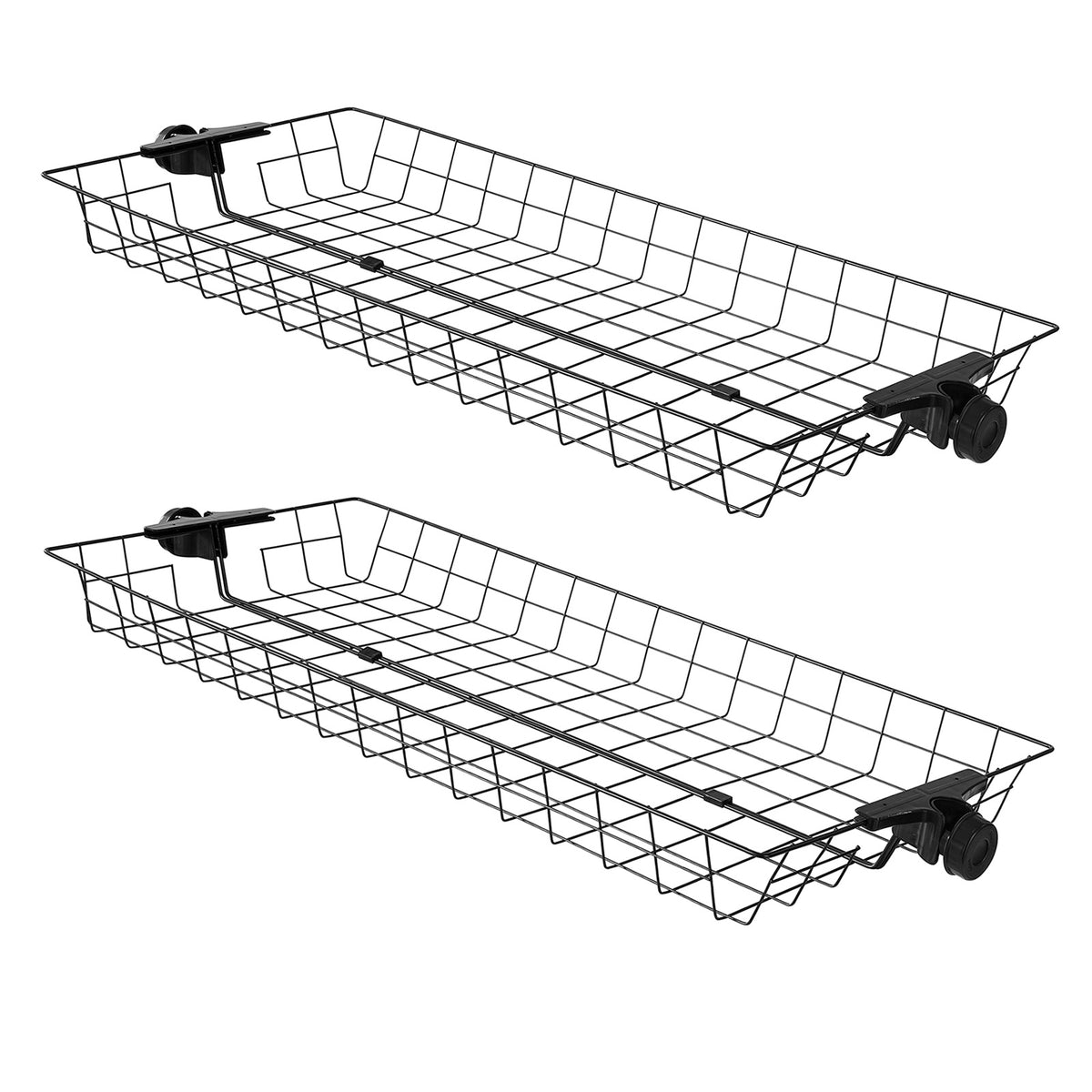 SoBuy FRG34-P02 Set de 2 Paniers de Rangement Métal pour Système de Penderie Télescopique – Paniers pour Porte-vêtements et Portemanteau