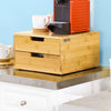 SoBuy FRG82-N Boîte à Thé en Bois avec Compartiments Boîte de Rangement Thé, Café, Capsules, Tiroir Coulissant Boîte à Thé Style Naturel 31x18x30cm