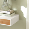 SoBuy FRG93-WN Étagère Murale avec Tiroir - Étagère Flottante Moderne pour Entrée, Salon, Cuisine & Chambre - Blanc & Nature 60x24x8cm