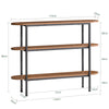 SoBuy FSB67-WS Table Console Bout de Canapé Table d'Appoint Réglable en Hauteur Table d’Entrée Buffet avec 2 Compartiments Étagères – 110 x 25 x 86 cm, Couleur Noyer et Noir, Style Industriel