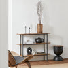 SoBuy FSB67-WS Table Console Bout de Canapé Table d'Appoint Réglable en Hauteur Table d’Entrée Buffet avec 2 Compartiments Étagères – 110 x 25 x 86 cm, Couleur Noyer et Noir, Style Industriel