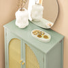SoBuy FSB72-GR Meuble d’Entrée Rotin Vert – 4 Tiroirs, Style Bohème Naturel