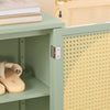 SoBuy FSB72-GR Meuble d’Entrée Rotin Vert – 4 Tiroirs, Style Bohème Naturel