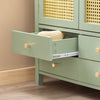 SoBuy FSB72-GR Meuble d’Entrée Rotin Vert – 4 Tiroirs, Style Bohème Naturel