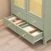 SoBuy FSB72-GR Meuble d’Entrée Rotin Vert – 4 Tiroirs, Style Bohème Naturel