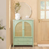 SoBuy FSB72-GR Meuble d’Entrée Rotin Vert – 4 Tiroirs, Style Bohème Naturel