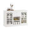 SoBuy FSB79-W Buffet Commode Dressoir Armoire de Cuisine Multi-Rangement avec 2 Portes Vitrées, 2 Tiroirs, 2 Compartiment, Meuble de Rangement pour Cuisine, Salle à Manger, Salon -120x39x78 cm, Blanc