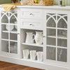 SoBuy FSB79-W Buffet Commode Dressoir Armoire de Cuisine Multi-Rangement avec 2 Portes Vitrées, 2 Tiroirs, 2 Compartiment, Meuble de Rangement pour Cuisine, Salle à Manger, Salon -120x39x78 cm, Blanc
