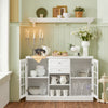 SoBuy FSB79-W Buffet Commode Dressoir Armoire de Cuisine Multi-Rangement avec 2 Portes Vitrées, 2 Tiroirs, 2 Compartiment, Meuble de Rangement pour Cuisine, Salle à Manger, Salon -120x39x78 cm, Blanc