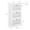 SoBuy FSR108-W Armoire à Chaussures 3 Abattants et Crochets, Meuble d'Entrée avec Porte-Manteau – 55x30x112 cm, Blanc