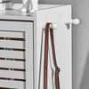 SoBuy FSR108-W Armoire à Chaussures 3 Abattants et Crochets, Meuble d'Entrée avec Porte-Manteau – 55x30x112 cm, Blanc
