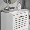 SoBuy FSR108-W Armoire à Chaussures 3 Abattants et Crochets, Meuble d'Entrée avec Porte-Manteau – 55x30x112 cm, Blanc