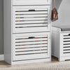 SoBuy FSR108-W Armoire à Chaussures 3 Abattants et Crochets, Meuble d'Entrée avec Porte-Manteau – 55x30x112 cm, Blanc