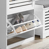 SoBuy FSR108-W Armoire à Chaussures 3 Abattants et Crochets, Meuble d'Entrée avec Porte-Manteau – 55x30x112 cm, Blanc