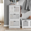 SoBuy FSR108-W Armoire à Chaussures 3 Abattants et Crochets, Meuble d'Entrée avec Porte-Manteau – 55x30x112 cm, Blanc