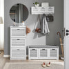 SoBuy FSR108-W Armoire à Chaussures 3 Abattants et Crochets, Meuble d'Entrée avec Porte-Manteau – 55x30x112 cm, Blanc