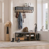 SoBuy FHK26-N Portemanteau Mural Meuble d’Entrée Vestiaire Portant à Vêtements Étagère Murale avec 3 Paniers et 7 Crochets Doubles, Style Industriel 100x20x30 cm