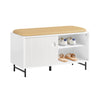 SoBuy FSR116-W Banc à Chaussures avec Coussin Rembourré, 2 Portes Coulissantes et 4 Étagères pour Entrée – 85x37x49 cm, Blanc