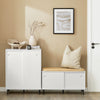 SoBuy FSR116-W Banc à Chaussures avec Coussin Rembourré, 2 Portes Coulissantes et 4 Étagères pour Entrée – 85x37x49 cm, Blanc