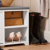 SoBuy FSR119-W Banc à Chaussures avec Coussin Rembourré, 1 Abattant et 2 Compartiments Ouverts pour Entrée – 90x24x46 cm, Blanc