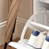 SoBuy FSR119-W Banc à Chaussures avec Coussin Rembourré, 1 Abattant et 2 Compartiments Ouverts pour Entrée – 90x24x46 cm, Blanc