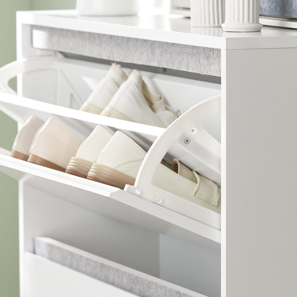 SoBuy FSR134-W Banc à Chaussures Modulable avec Armoire sur Pieds, Meuble d'Entrée – 124x24x126 cm, Blanc