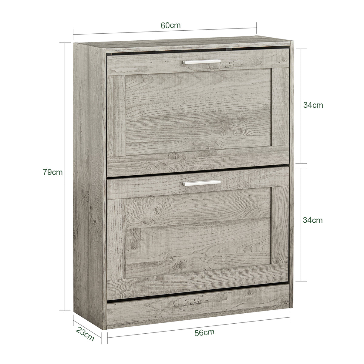 SoBuy FSR137-HG Armoire à Chaussures 2 Abattants Réglables, Slim pour Entrée Couloir – Gris Effet Bois