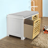 SoBuy FSR23-K-WN Banc à Chaussures avec Coussin Rembourré et 2 Cubes de Rangement pour Entrée – 71x34x43 cm, Blanc et Naturel