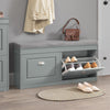 SoBuy FSR64-HG Banc à Chaussures 104 cm avec Coussin Déhoussable et 2 Abattants – Charge 150 kg – Bois FSC – Gris